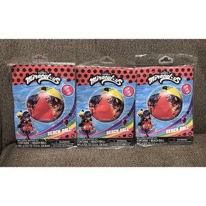 NWT Miraculous Ladybug 3-Pack Inflatable Swim Water Beach Balls Pool Floaties